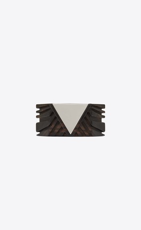 SAINT LAURENT Bracelets Femme Manchette BOIS triangle en bois marron et métal miroir a_V4